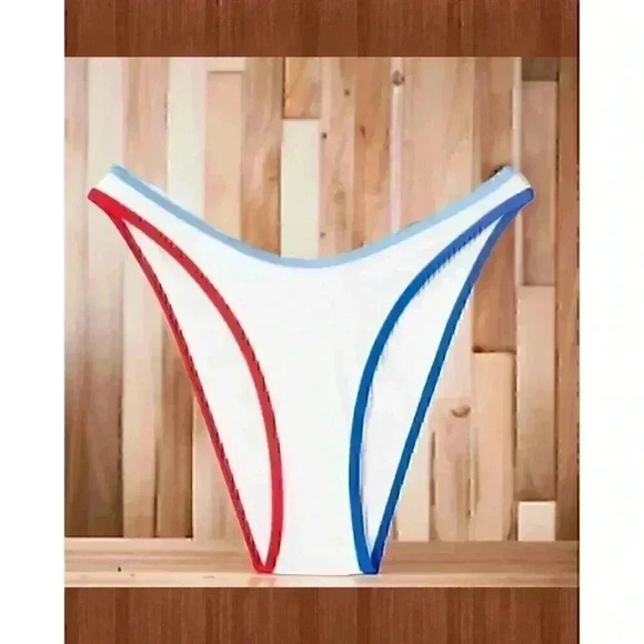Wild Fable Bikini TOP M(8/10) And High Rise BOTTOM S(4/6) Red/White/Blue NWT - Picture 10 of 16